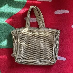 H&M - Beige Woven Straw Shopper Tote Bag